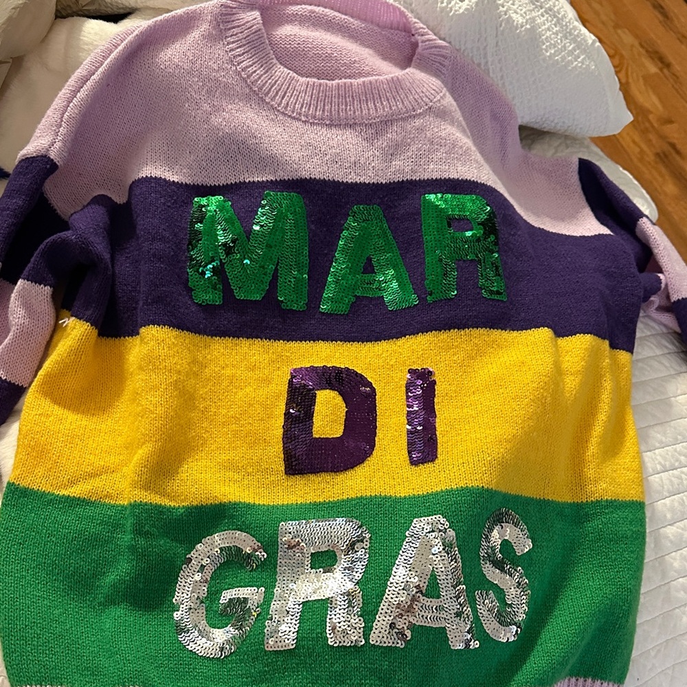 Colorful Mardi Gras Sweater